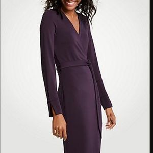 Ann Taylor Purple Long Sleeve Wrap Dress Size 0P